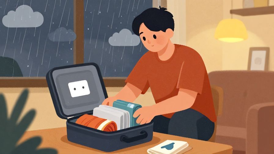 Illustration%20of%20a%20calm%20person%20packing%20an%20emergency%20kit%20with%20rainy%20clouds%20in%20the%20background%20and%20warm%20indoor%20lighting