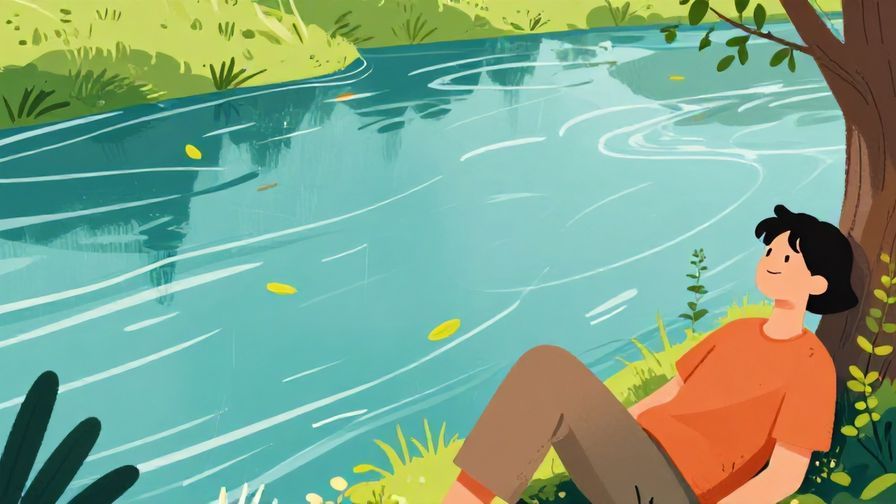 Illustration%20of%20a%20calm%20river%20with%20leaves%20floating%20away%2C%20symbolizing%20letting%20go%2C%20with%20a%20smiling%20person%20relaxing%20nearby%2C%20vibrant%20colors%2C%20illustrated%20style