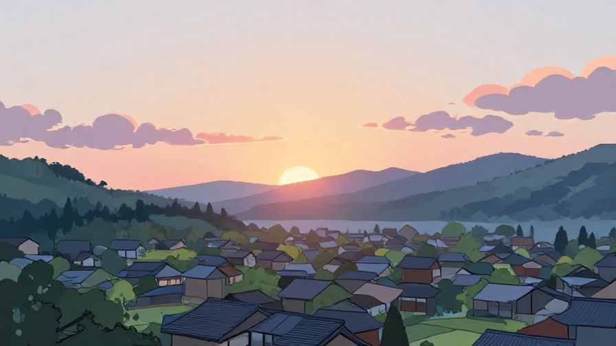 Illustration%20of%20a%20calm%20sunrise%20over%20a%20traditional%20Japanese%20village%2C%20gentle%20light%20rays%20and%20soft%20clouds%20in%20the%20sky%2C%20peaceful%20and%20hopeful%20atmosphere%2C%20vibrant%20colors%2C%20illustrated%20style
