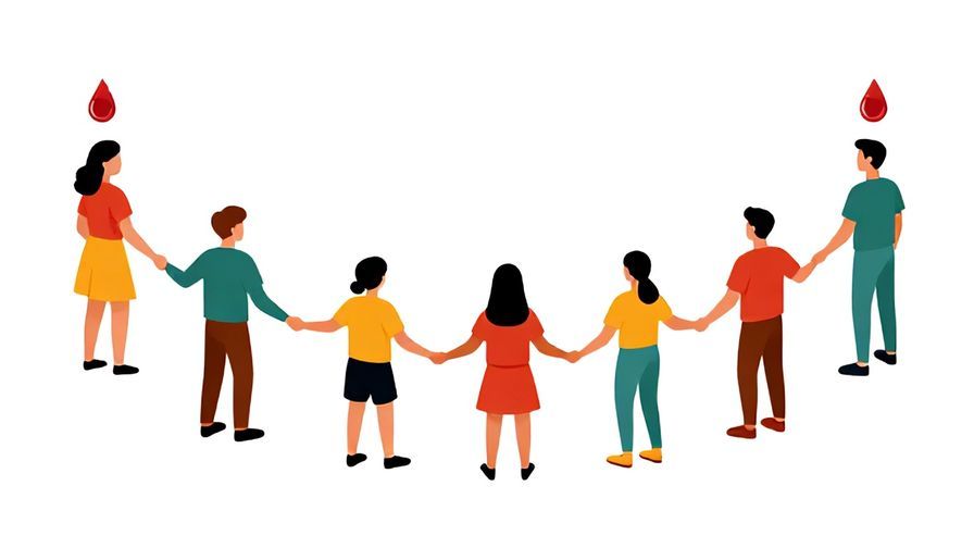 Illustration%20of%20a%20chain%20made%20of%20blood%20droplets%20linking%20people%20together%2C%20vibrant%20colors%2C%20illustrated%20style