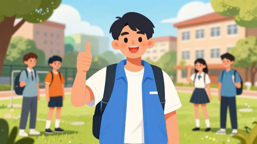 Illustration%20of%20a%20cheerful%20person%20giving%20a%20thumbs-up%20in%20a%20school%20yard%20with%20friends%2C%20vibrant%20colors%2C%20illustrated%20style