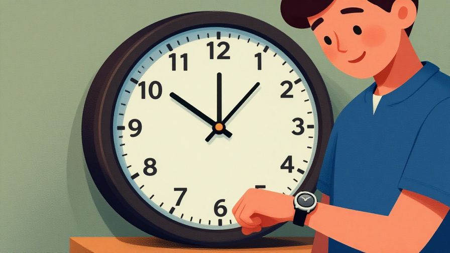 Illustration%20of%20a%20clock%20showing%20perfect%20timing%2C%20a%20smiling%20person%20checking%20their%20watch%2C%20soft%20lighting%2C%20vibrant%20colors%2C%20illustrated%20style