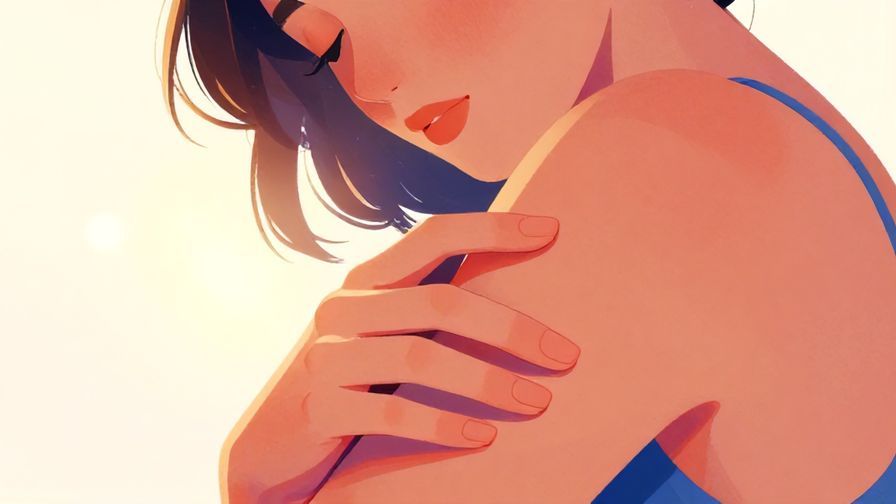 Illustration%20of%20a%20close-up%20of%20a%20person%20with%20a%20gentle%20expression%20touching%20their%20arm%20reflectively%2C%20soft%20glowing%20background%2C%20vibrant%20colors%2C%20illustrated%20style