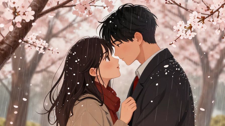Illustration%20of%20a%20couple%20embracing%20under%20a%20rain%20of%20soft%20cherry%20blossom%20petals%2C%20intense%20emotion%20and%20warm%20lighting%2C%20illustrated%20style