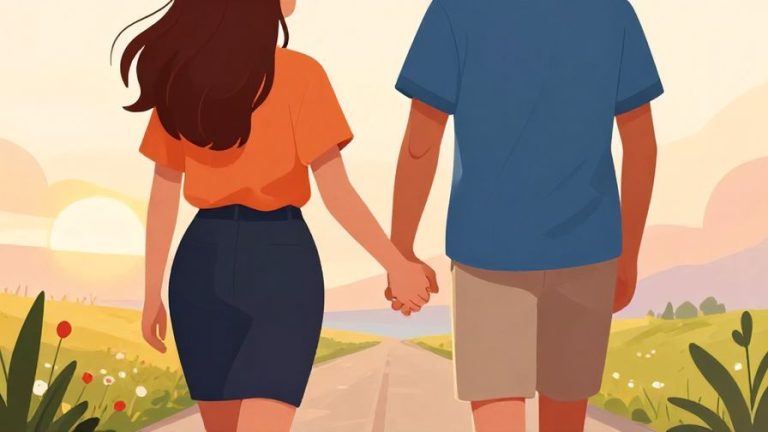 Illustration%20of%20a%20couple%20holding%20hands%20walking%20along%20a%20path%20with%20soft%20sunset%20lighting%2C%20symbolizing%20lifelong%20commitment%2C%20vibrant%20colors%2C%20illustrated%20style
