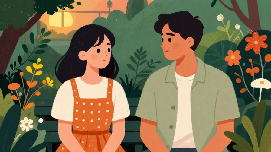 Illustration%20of%20a%20couple%20sharing%20a%20serious%20moment%20in%20a%20garden%20at%20dusk%2C%20warm%20lighting%2C%20vibrant%20colors%2C%20illustrated%20style