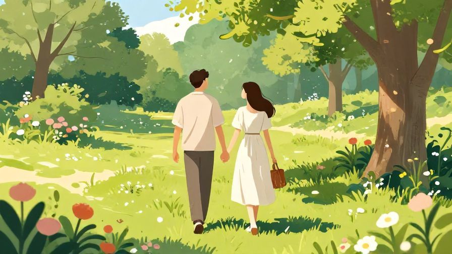 Illustration%20of%20a%20couple%20walking%20hand-in-hand%20through%20a%20flower-filled%20park%20on%20a%20sunny%20day%2C%20illustrated%20style