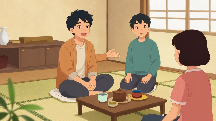 Illustration%20of%20a%20cozy%20Japanese%20living%20room%20with%20soft%20lighting%2C%20tatami%20mats%2C%20and%20a%20host%20smiling%20warmly%20while%20gesturing%20towards%20a%20guest.%20Vibrant%20colors%2C%20illustrated%20style