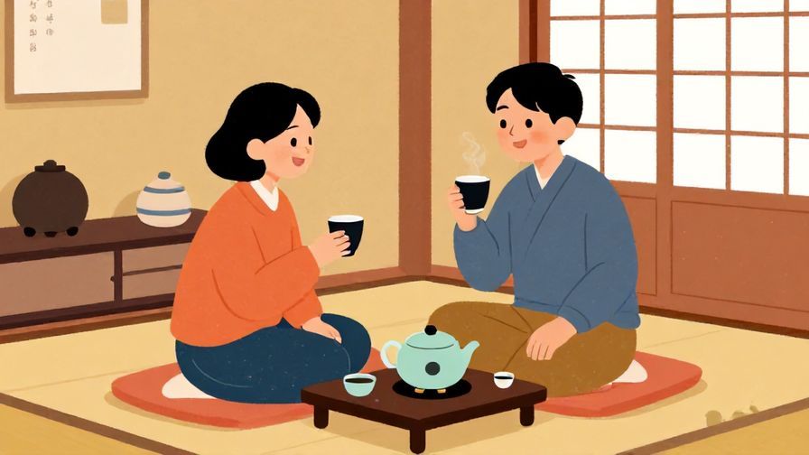 Illustration%20of%20a%20cozy%20tea%20setting%20with%20two%20people%20smiling%20and%20sharing%20a%20warm%20moment%20in%20a%20traditional%20Japanese%20room%2C%20vibrant%20colors%2C%20illustrated%20style