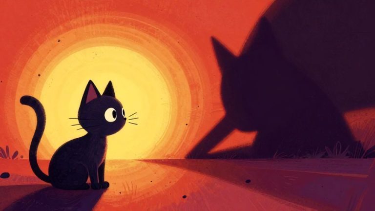 Illustration%20of%20a%20curious%20cat%20looking%20at%20a%20mysterious%20object%20with%20a%20shadow%20looming%20behind%20symbolizing%20danger%2C%20vibrant%20colors%2C%20illustrated%20style