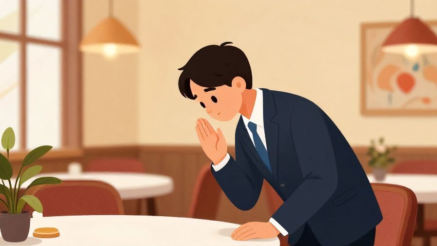 Illustration%20of%20a%20customer%20asking%20politely%20with%20a%20slight%20bow%2C%20formal%20restaurant%20interior%2C%20warm%20lighting%2C%20vibrant%20colors%2C%20illustrated%20style