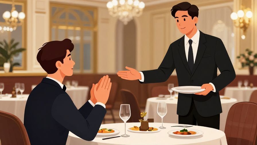 Illustration%20of%20a%20formal%20dining%20scene%20with%20a%20guest%20making%20a%20very%20polite%20gesture%20towards%20the%20waitstaff%2C%20luxurious%20restaurant%20background%2C%20illustrated%20style