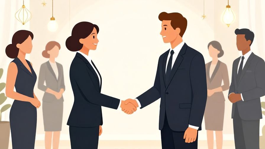 Illustration%20of%20a%20formal%20event%20with%20people%20in%20business%20attire%20shaking%20hands%20and%20smiling%2C%20elegant%20decorations%20and%20soft%20lighting%2C%20illustrated%20style