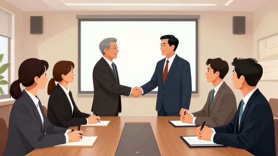 Illustration%20of%20a%20formal%20reunion%20between%20colleagues%20greeting%20each%20other%20in%20a%20well-lit%20conference%20room%2C%20polite%20expressions%2C%20illustrated%20style