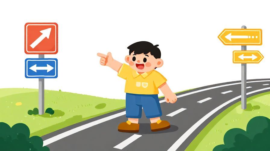 Illustration%20of%20a%20friendly%20character%20pointing%20forward%20on%20a%20road%20with%20signs%20and%20directional%20arrows%2C%20vibrant%20colors%2C%20illustrated%20style