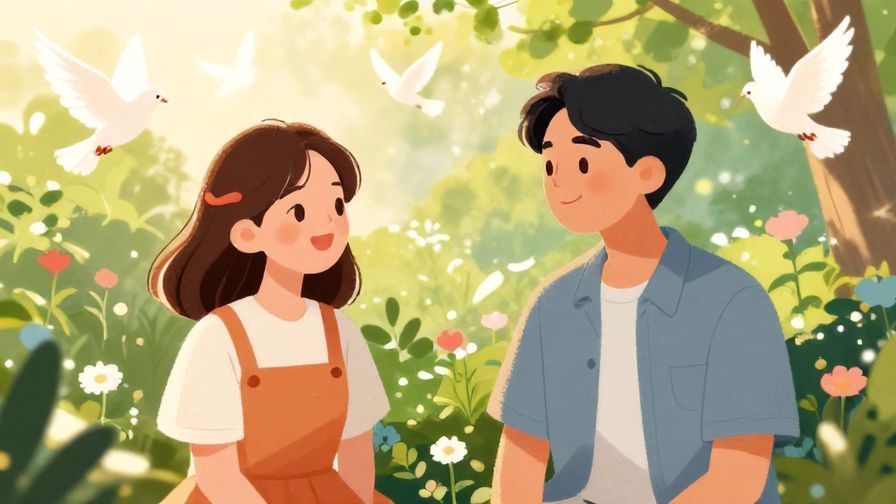 Illustration%20of%20a%20friendly%20conversation%20between%20two%20people%20in%20a%20garden%20with%20soft%20sunlight%20and%20gentle%20doves%20flying%20nearby.%20Illustrated%20style%20with%20warm%20tones