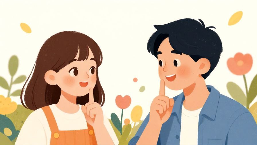 Illustration%20of%20a%20friendly%20conversation%20between%20two%20people%20smiling%20but%20one%20holds%20a%20finger%20to%20their%20lips%20as%20a%20gentle%20"shh"%20gesture.%20Soft%20background%20with%20flowers%20and%20floating%20leaves%2C%20bright%20colors%2C%20illustrated%20style