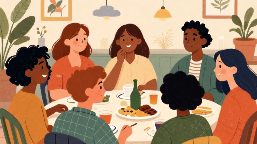 Illustration%20of%20a%20friendly%20gathering%20with%20diverse%20people%20smiling%20and%20chatting%2C%20detailed%20background%2C%20vibrant%20colors%2C%20illustrated%20style