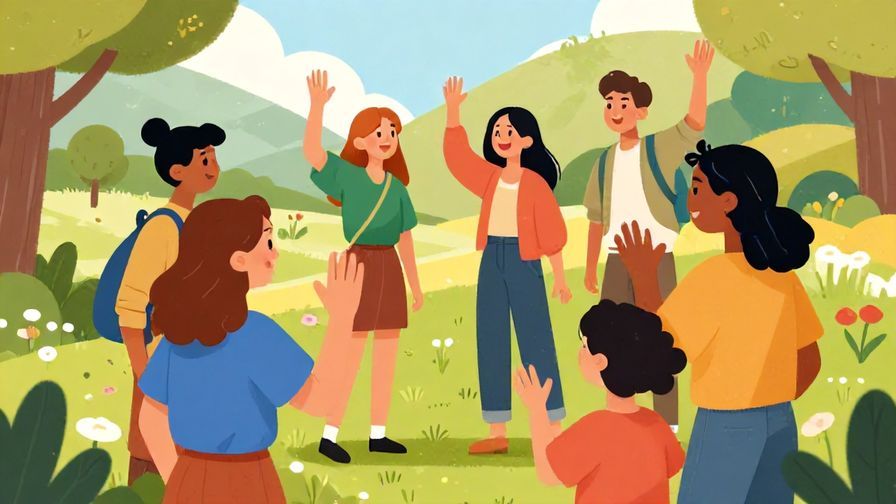 Illustration%20of%20a%20friendly%20group%20chatting%20and%20waving%20goodbye%20in%20a%20colorful%20park%20setting%2C%20detailed%20background%2C%20vibrant%20colors%2C%20illustrated%20style