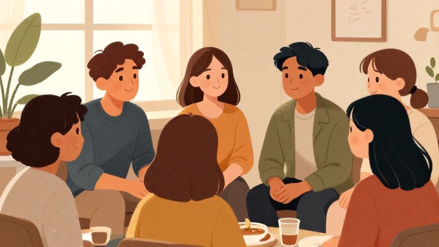 Illustration%20of%20a%20friendly%20group%20of%20people%20chatting%20and%20smiling%20with%20gentle%20expressions%20in%20a%20calm%20room%20setting%2C%20natural%20light%2C%20warm%20colors%2C%20illustrated%20style