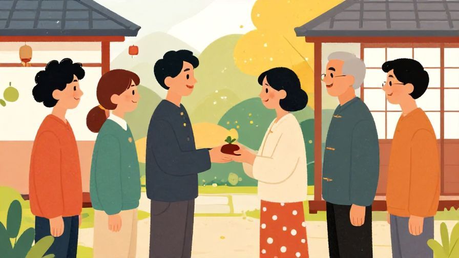 Illustration%20of%20a%20friendly%20group%20of%20people%20exchanging%20greetings%20in%20a%20colorful%20Japanese%20setting%2C%20vibrant%20colors%2C%20illustrated%20style