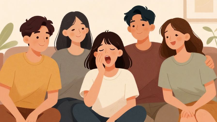 Illustration%20of%20a%20friendly%20group%20of%20young%20people%20relaxing%20together%20at%20home%2C%20one%20yawning%20and%20rubbing%20their%20eyes%2C%20soft%20lighting%2C%20warm%20colors%2C%20illustrated%20style