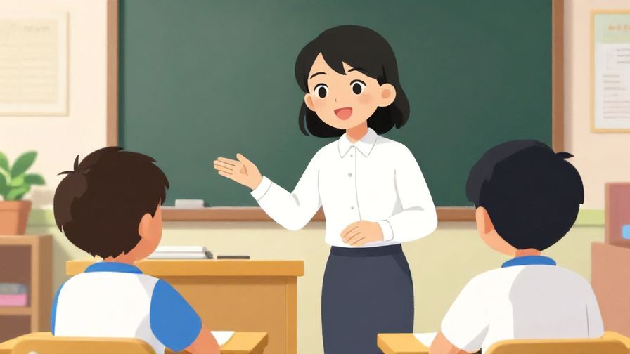 Illustration%20of%20a%20friendly%20Japanese language teacher%20gently%20gesturing%20to%20a%20student%20while%20speaking%20slowly%2C%20colorful%20classroom%20background%2C%20vibrant%20colors%2C%20illustrated%20style