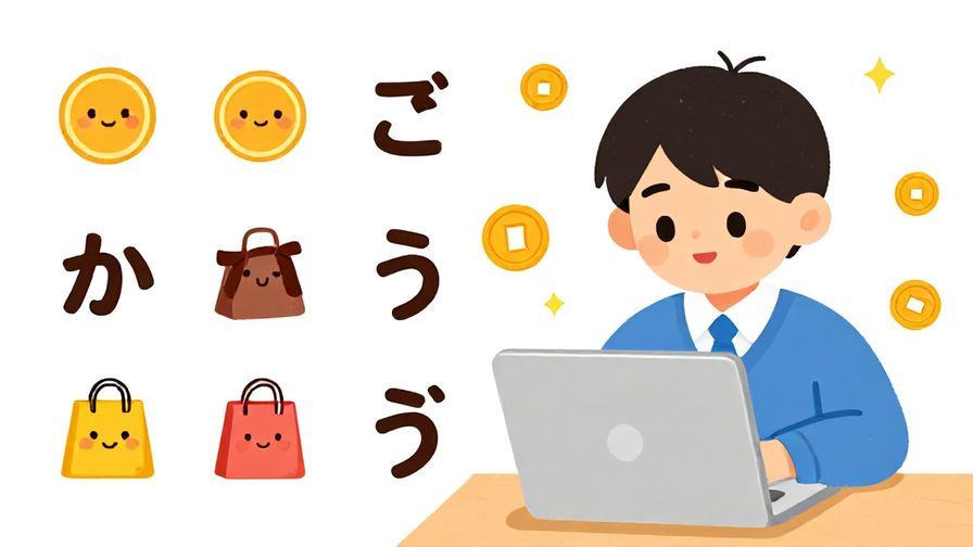 Illustration%20of%20a%20friendly%20language%20learner%20studying%20Japanese%20words%20with%20cute%20symbols%20like%20coins%20and%20shopping%20bags%2C%20vibrant%20colors%2C%20illustrated%20style