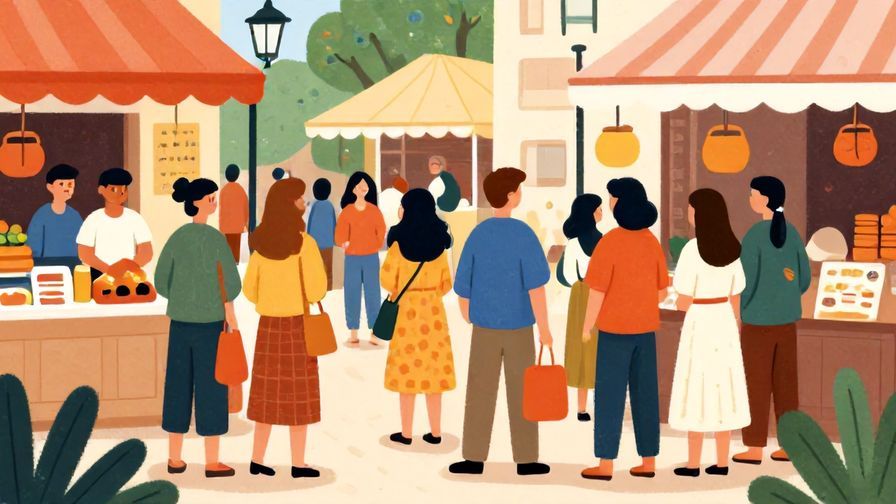 Illustration%20of%20a%20friendly%20queue%20in%20a%20colorful%20market%20scene%2C%20people%20waiting%20patiently%2C%20vibrant%20colors%2C%20illustrated%20style