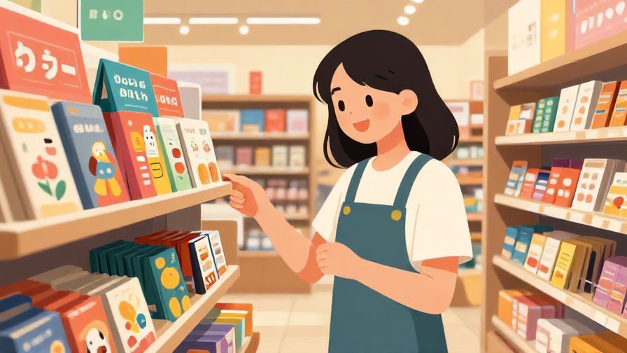Illustration%20of%20a%20friendly%20shopper%20smiling%20while%20looking%20at%20items%20in%20a%20store%2C%20detailed%20background%20of%20a%20Japanese%20shop%20with%20colorful%20goods%20and%20vibrant%20lights%2C%20illustrated%20style