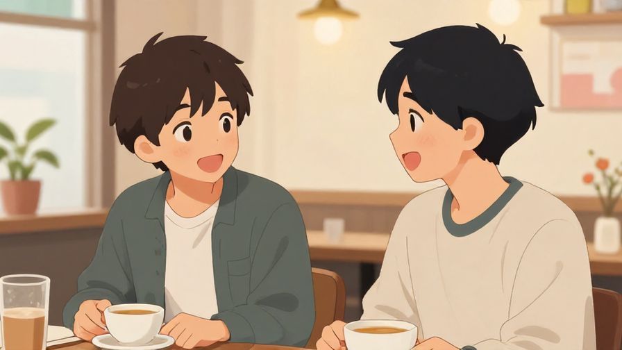 Illustration%20of%20a%20friendly%2C%20casual%20Japanese%20conversation%20scene%2C%20two%20people%20smiling%20and%20chatting%20in%20a%20cozy%20cafe%20with%20soft%20lighting%20and%20colorful%20background%20details%2C%20illustrated%20style