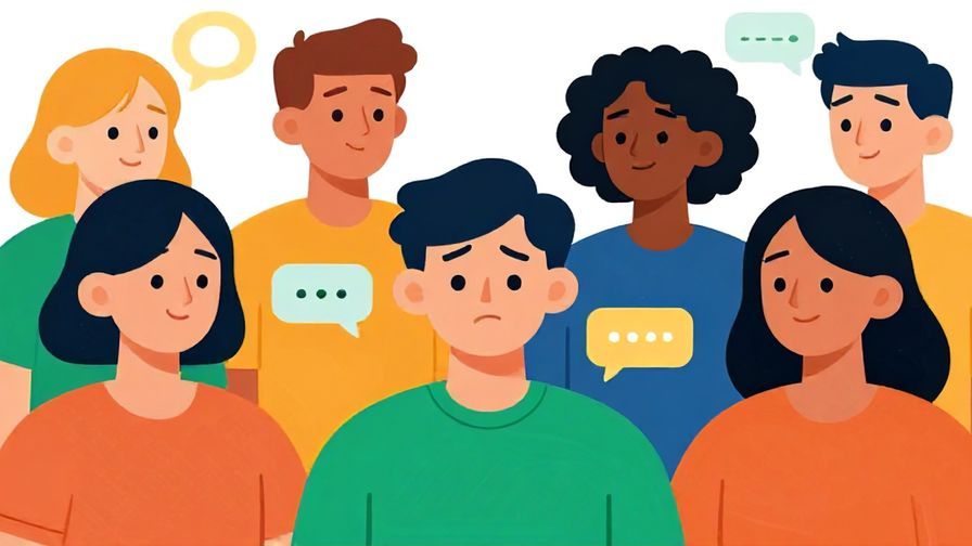 Illustration%20of%20a%20group%20chat%20with%20one%20person%20looking%20sad%20and%20others%20smiling%2C%20vibrant%20colors%2C%20illustrated%20style