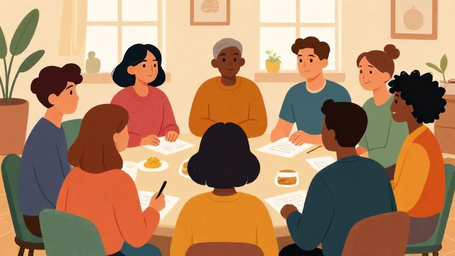 Illustration%20of%20a%20group%20of%20diverse%20people%20sharing%20ideas%20in%20a%20cozy%20room%2C%20warm%20light%2C%20vibrant%20colors%2C%20illustrated%20style