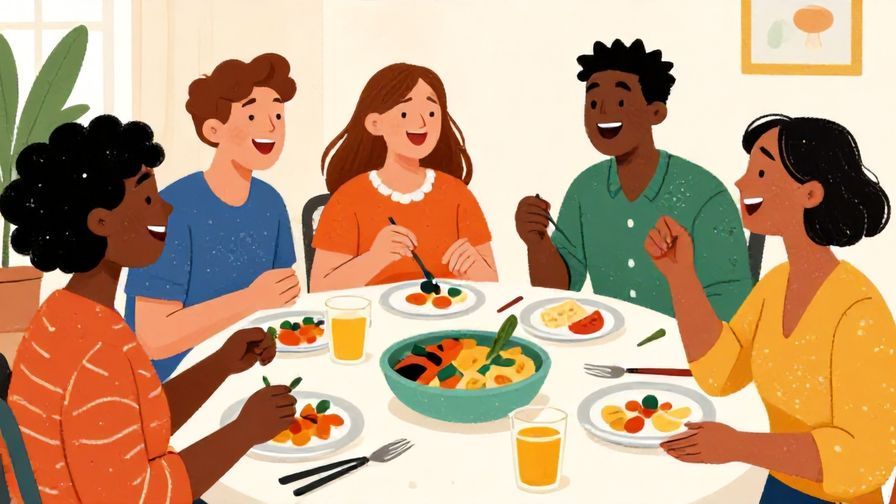 Illustration%20of%20a%20group%20of%20diverse%20people%20gathered%20around%20a%20table%2C%20laughing%20and%20sharing%20food%2C%20symbolizing%20chosen%20family%2C%20vibrant%20colors%2C%20illustrated%20style