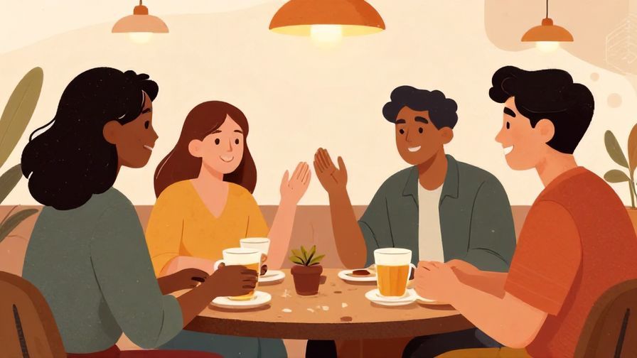 Illustration%20of%20a%20group%20of%20friends%20chatting%20and%20smiling%20together%20in%20a%20cozy%20cafe%20setting.%20Warm%20colors%2C%20illustrated%20style