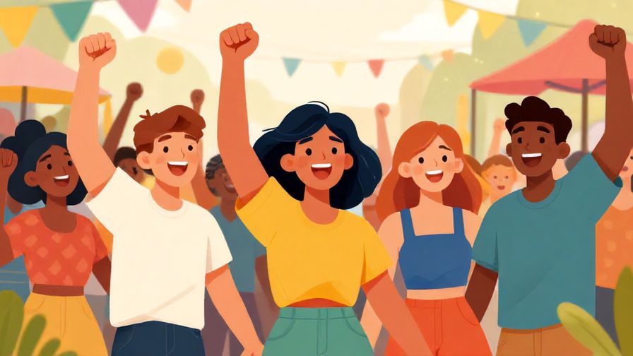 Illustration%20of%20a%20group%20of%20friends%20cheering%20with%20raised%20fists%20and%20bright%20smiles%20in%20a%20festival%20setting%2C%20vibrant%20colors%2C%20illustrated%20style