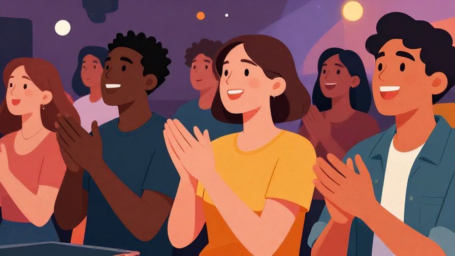 Illustration%20of%20a%20group%20of%20friends%20clapping%20and%20cheering%20at%20a%20live%20event%2C%20vibrant%20colors%2C%20illustrated%20style