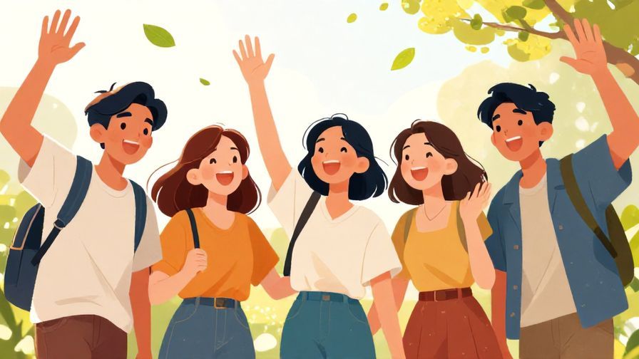 Illustration%20of%20a%20group%20of%20friends%20outside%2C%20laughing%20and%20waving%20goodbye%20with%20gentle%20sunlight%20and%20floating%20leaves%20in%20the%20background%2C%20vibrant%20colors%2C%20illustrated%20style