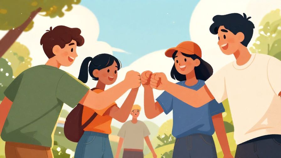 Illustration%20of%20a%20group%20of%20young%20people%20giving%20a%20fist%20bump%20outside%20under%20morning%20sunlight.%20Energetic%20vibes%2C%20vibrant%20colors%2C%20illustrated%20style