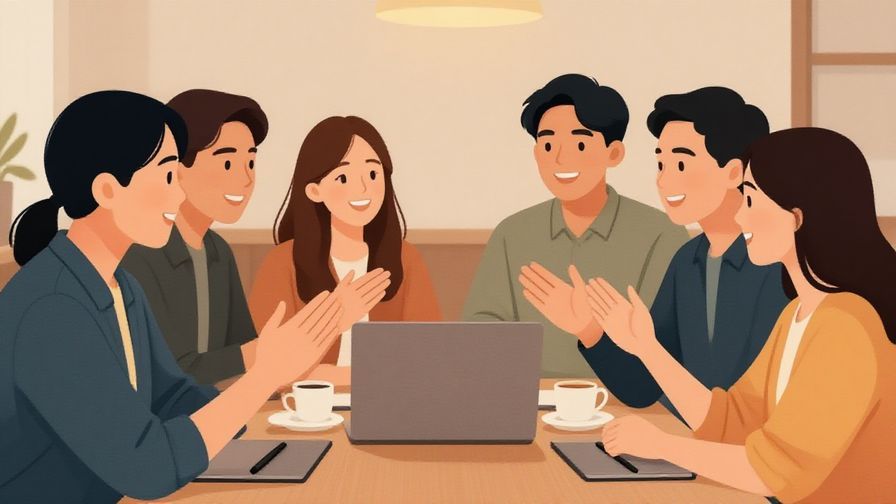 Illustration%20of%20a%20group%20smiling%20and%20agreeing%20to%20end%20a%20meeting%20or%20event%2C%20with%20warm%20lighting%20and%20soft%20background%20textures%2C%20illustrated%20style