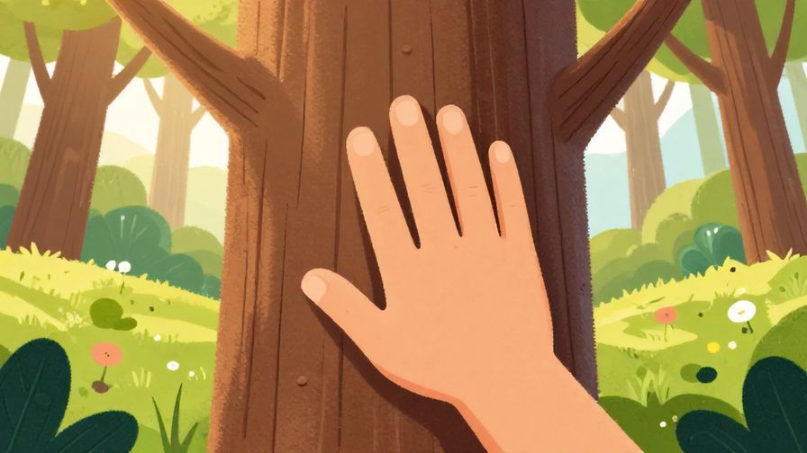 Illustration%20of%20a%20hand%20knocking%20on%20a%20tree%20trunk%20with%20a%20bright%2C%20sunny%20forest%20background.%20Cheerful%20colors%2C%20illustrated%20style