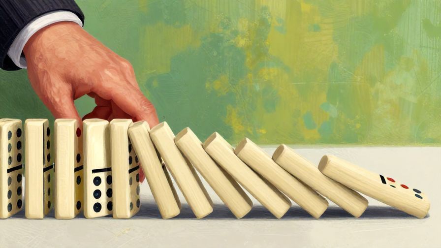 Illustration%20of%20a%20hand%20pushing%20a%20row%20of%20dominoes%20with%20the%20last%20domino%20about%20to%20fall%2C%20detailed%20background%2C%20vibrant%20colors%2C%20illustrated%20style