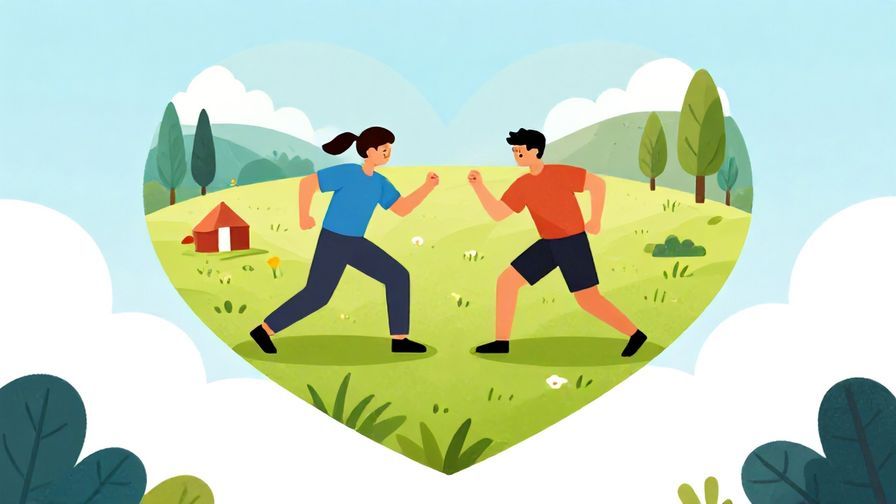 Illustration%20of%20a%20heart-shaped battlefield%20with%20two%20figures%20playfully%20dueling%2C%20bright%20colors%2C%20illustrated%20style