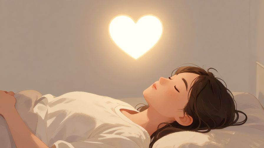 Illustration%20of%20a%20heart-shaped glowing light%20floating%20above%20a%20peaceful%20person%20looking%20content%2C%20soft%20warm%20colors%2C%20illustrated%20style