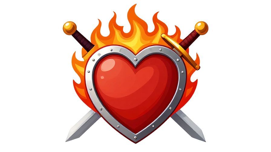 Illustration%20of%20a%20heart%20shaped%20shield%20with%20flames%20and%20a%20sword%20crossing%20behind%20it%2C%20symbolizing%20love%20as%20a%20fight%2C%20bright%20colors%2C%20illustrated%20style