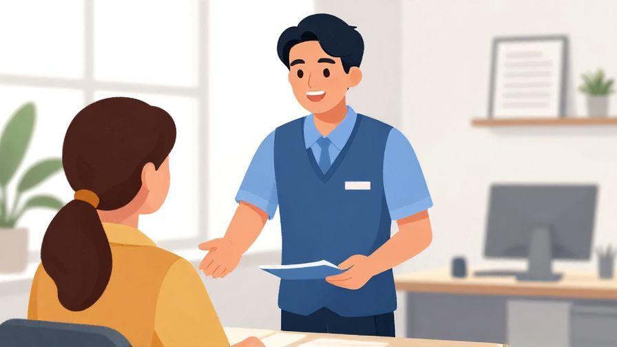 Illustration%20of%20a%20helpful%20service%20employee%20smiling%20while%20assisting%20a%20visitor%2C%20bright%20office%20environment%2C%20illustrated%20style