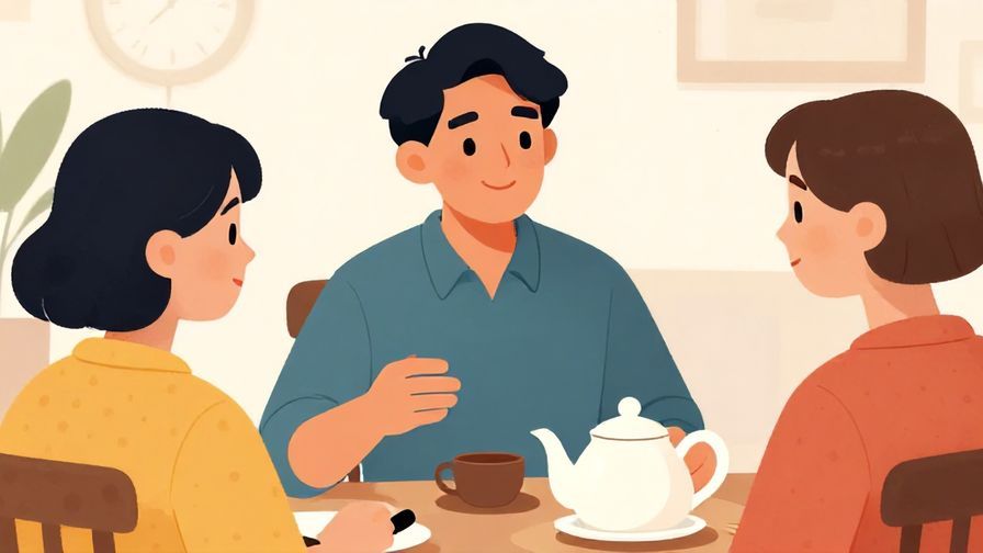 Illustration%20of%20a%20host%20smiling%20softly%20and%20gesturing%20to%20a%20guest%20to%20remain%20comfortably%20seated%20with%20a%20teapot%20on%20a%20table.%20Bright%20colors%2C%20illustrated%20style