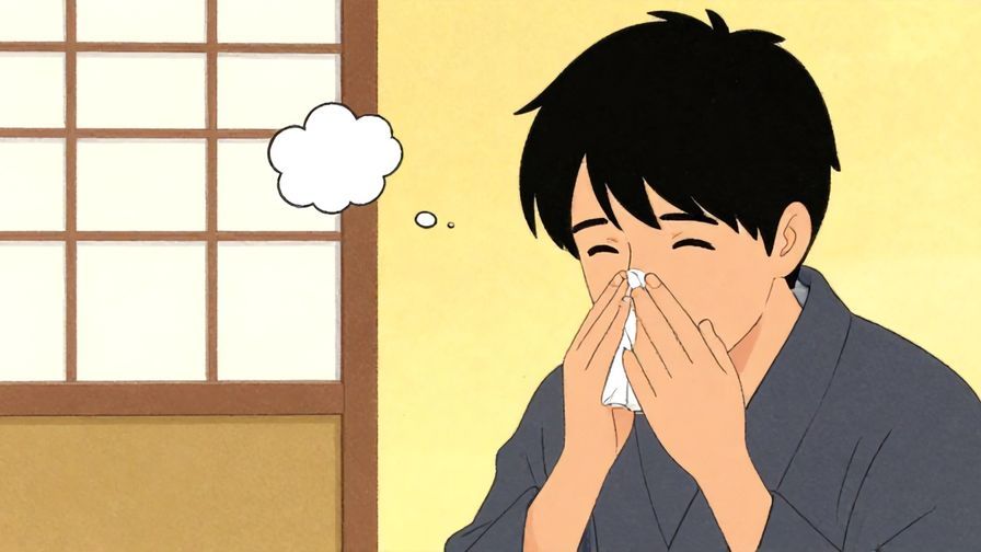 Illustration%20of%20a%20Japanese-style room%20with%20a%20person%20holding%20their%20nose%20looking%20slightly%20amused%2C%20a%20small%20cloud%20of%20smell%20lines%20drifting%20in%20the%20air%2C%20vibrant%20colors%2C%20illustrated%20style