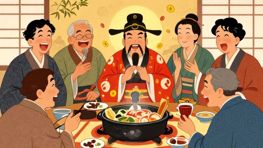 Illustration%20of%20a%20Japanese-style room%20with%20people%20chuckling%20and%20gesturing%20about%20luck%20and%20fortune%2C%20detailed%20background%2C%20vibrant%20colors%2C%20illustrated%20style