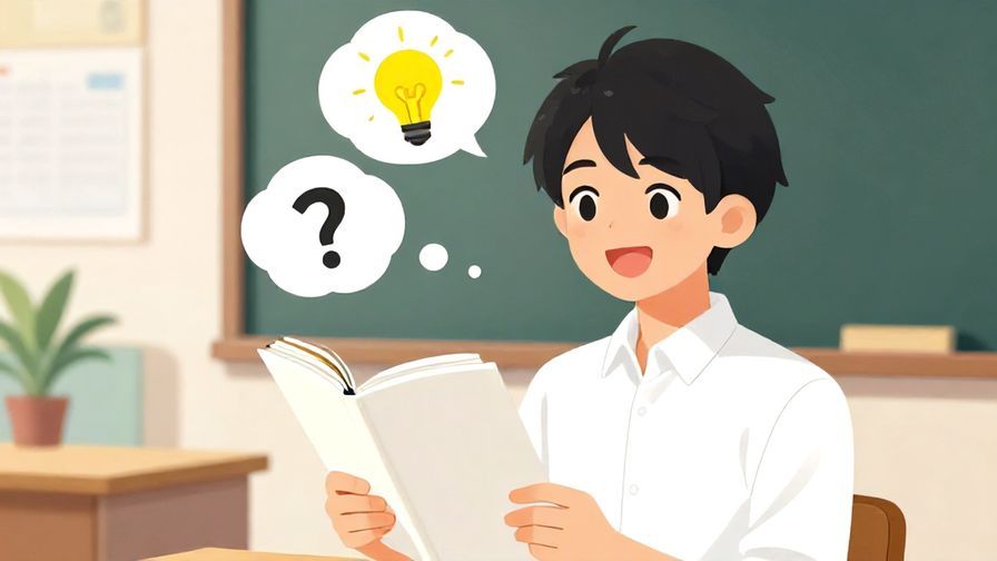 Illustration%20of%20a%20Japanese%20language%20learner%20smiling%2C%20holding%20a%20notebook%20with%20thought%20bubbles%20showing%20question%20marks%20and%20lightbulbs%2C%20colorful%20classroom%20background%2C%20bright%20colors%2C%20illustrated%20style